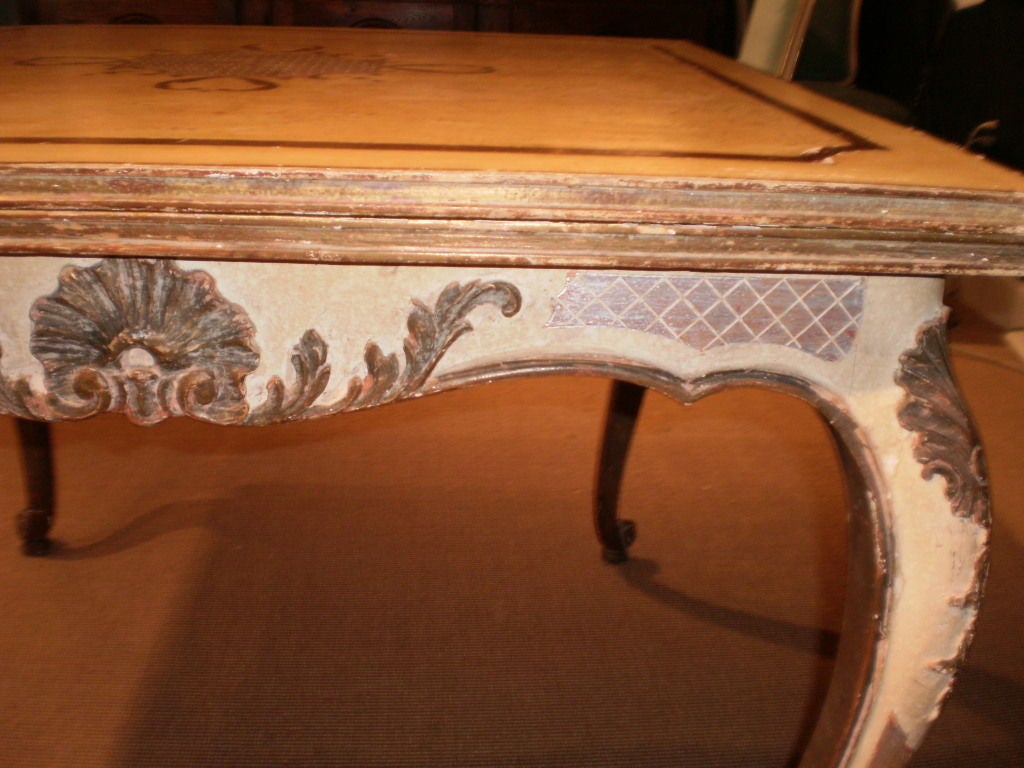 19th Century Italian Painted and Gilt Louis XV Style Dining or Game Table