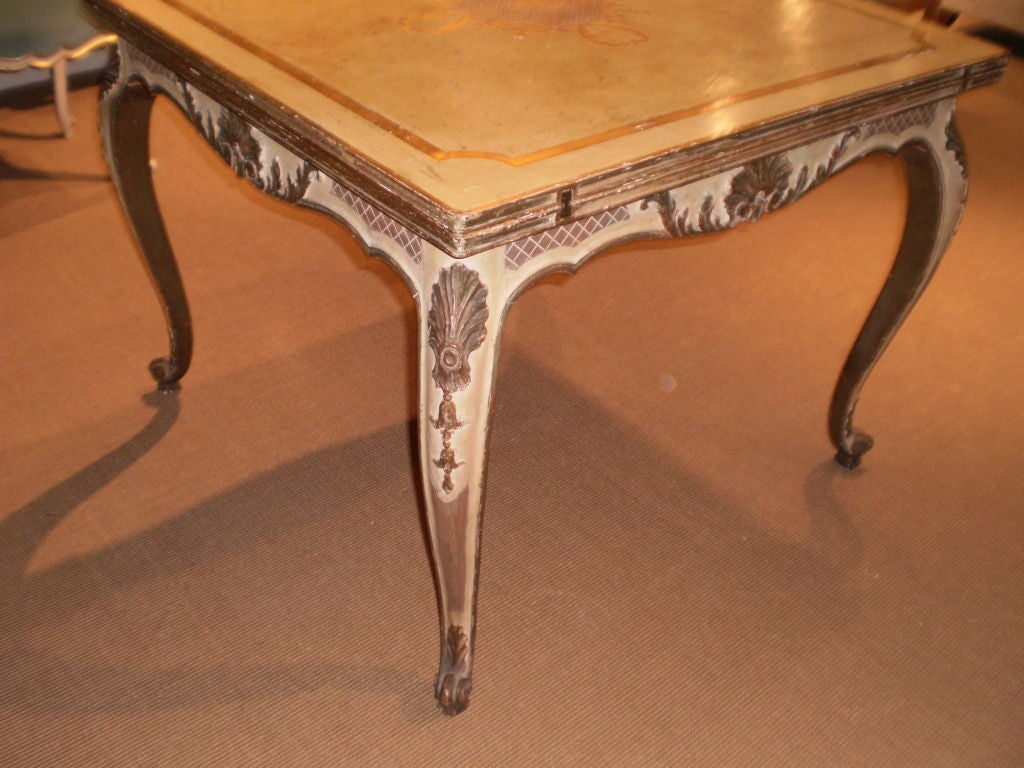 Giltwood Italian Painted and Gilt Louis XV Style Dining or Game Table