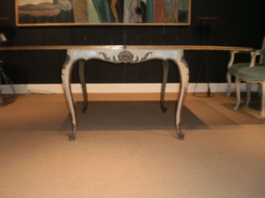 Italian Painted and Gilt Louis XV Style Dining or Game Table 1