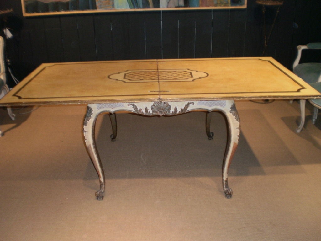 Italian Painted and Gilt Louis XV Style Dining or Game Table 2