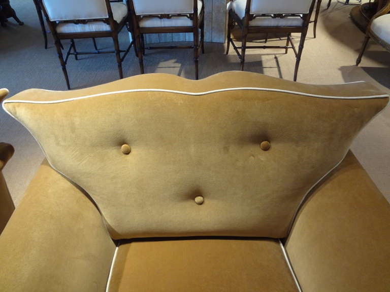 Pair of French Art Deco Jules Leleu Style Upholstered Club Chairs 4