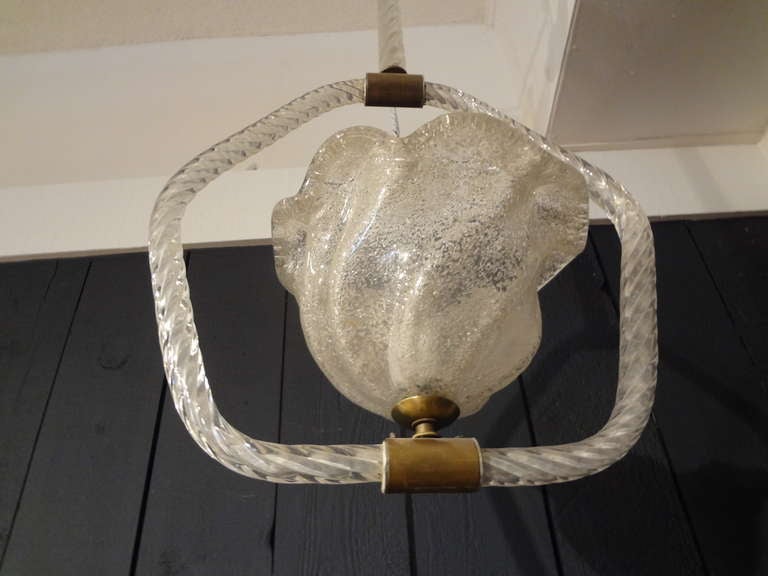 Mid-Century Modern Venini Style Murano Glass Chandelier or Lantern For Sale