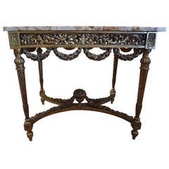 19th Century French Louis XV-XVI Style Gilt Wood Center Table