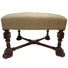 Antique 19th Century French Louis XIII Style Bench/Ottoman