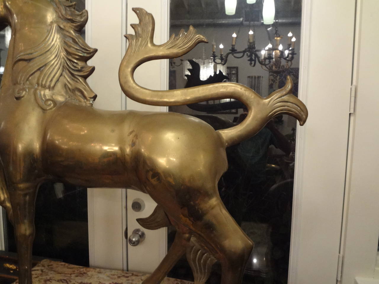 Unknown Hollywood Regency Brass Unicorn Sculpture