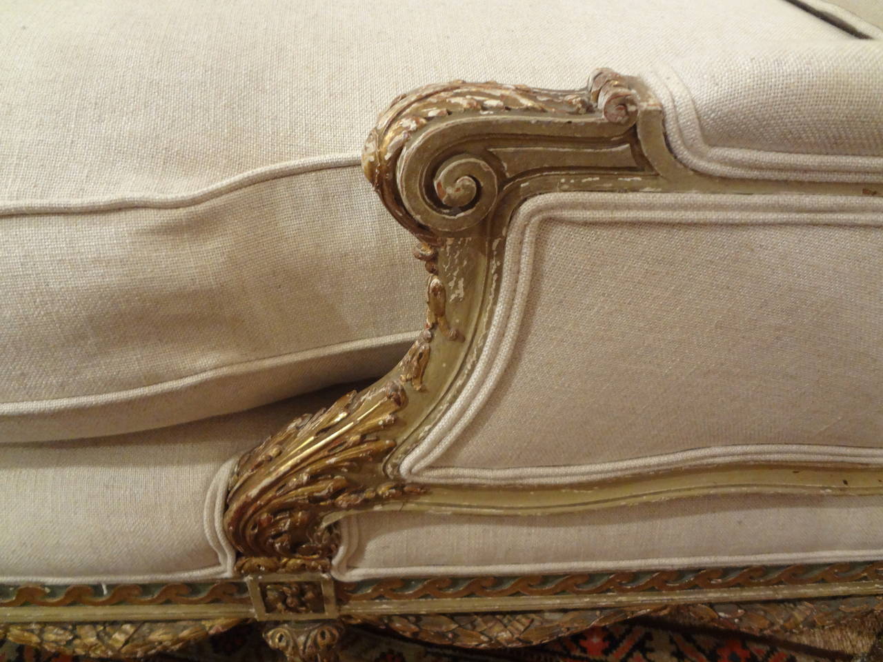 19th Century Italian Louis XVI Style Gilt Chaise Longue 3