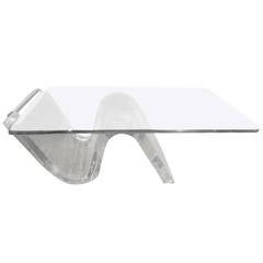 Mid Century Modern Acrylic Cantilevered Cocktail Table With Glass Top 9