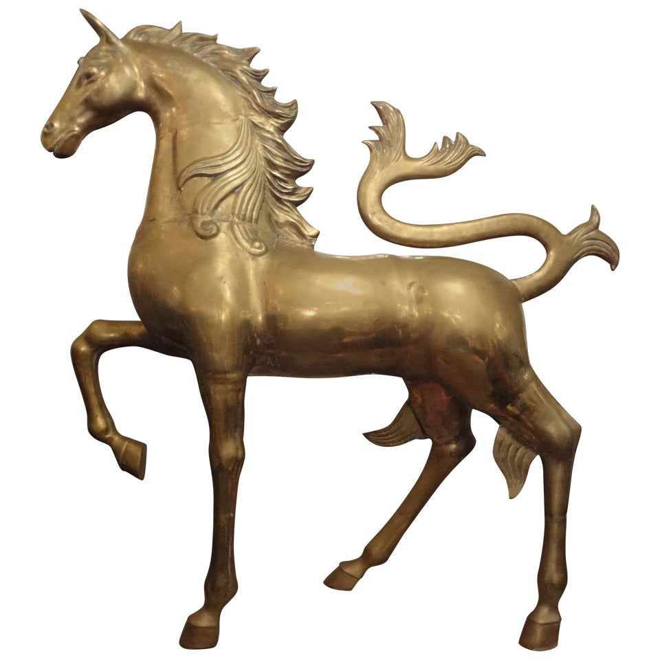 Hollywood Regency Brass Unicorn Sculpture