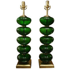 Pair of Mid-Centtury Modern Murano Glass Lamps