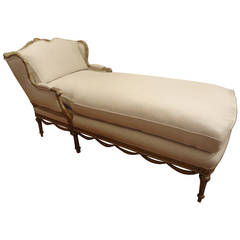 19th Century Italian Louis XVI Style Gilt Chaise Longue