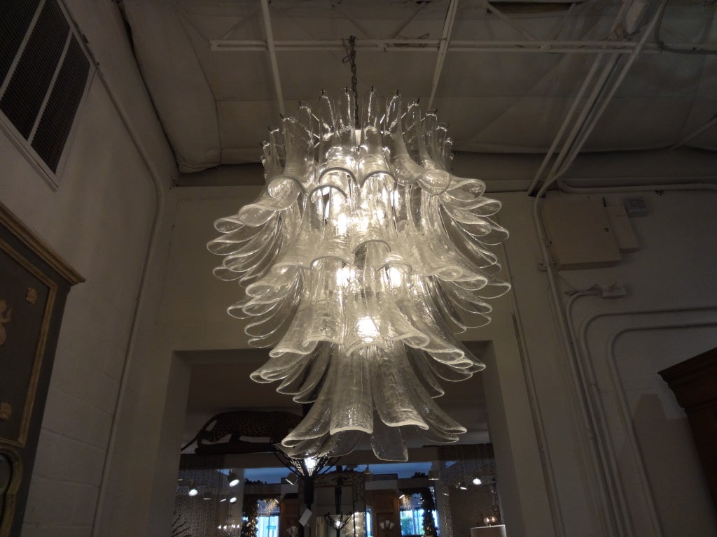 ITALIAN BAROVIER MURANO GLASS "FEATHERS" CHANDELIER