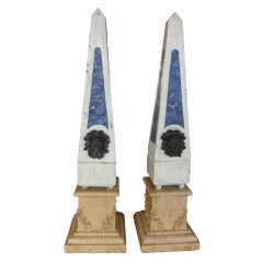 STUNNING PAIR OF ITALIAN MARBLE OBELISKS