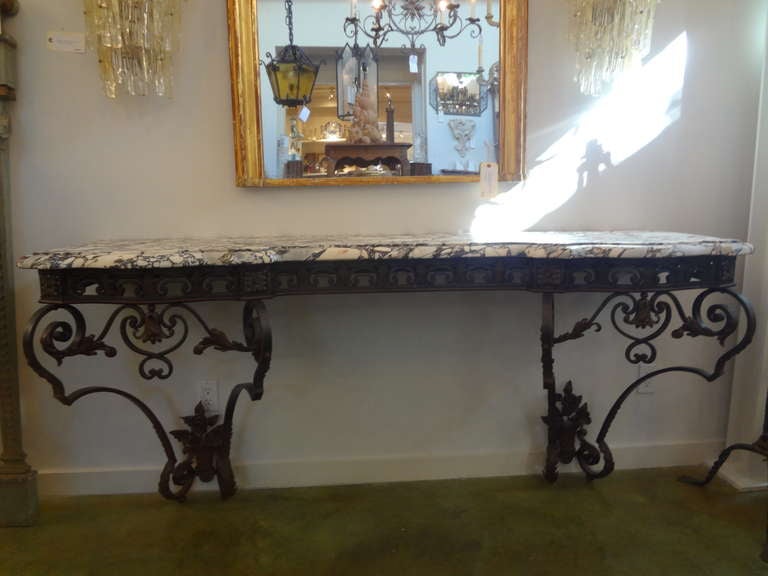 19th Century French Wrought Iron Console Table at 1stDibs