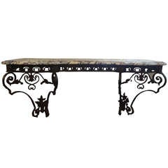 19th Century French Wrought Iron Console Table