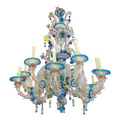 SENSATIONAL VENETIAN GLASS 12-LIGHT CHANDELIER SENSATIONAL VENETIAN GLASS 12-LIGHT CHANDELIER