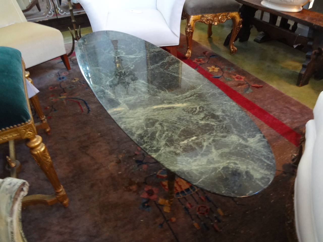 Italian Gio Ponti Inspired Neoclassical Bronze and Marble Cocktail Table In Good Condition In Houston, TX