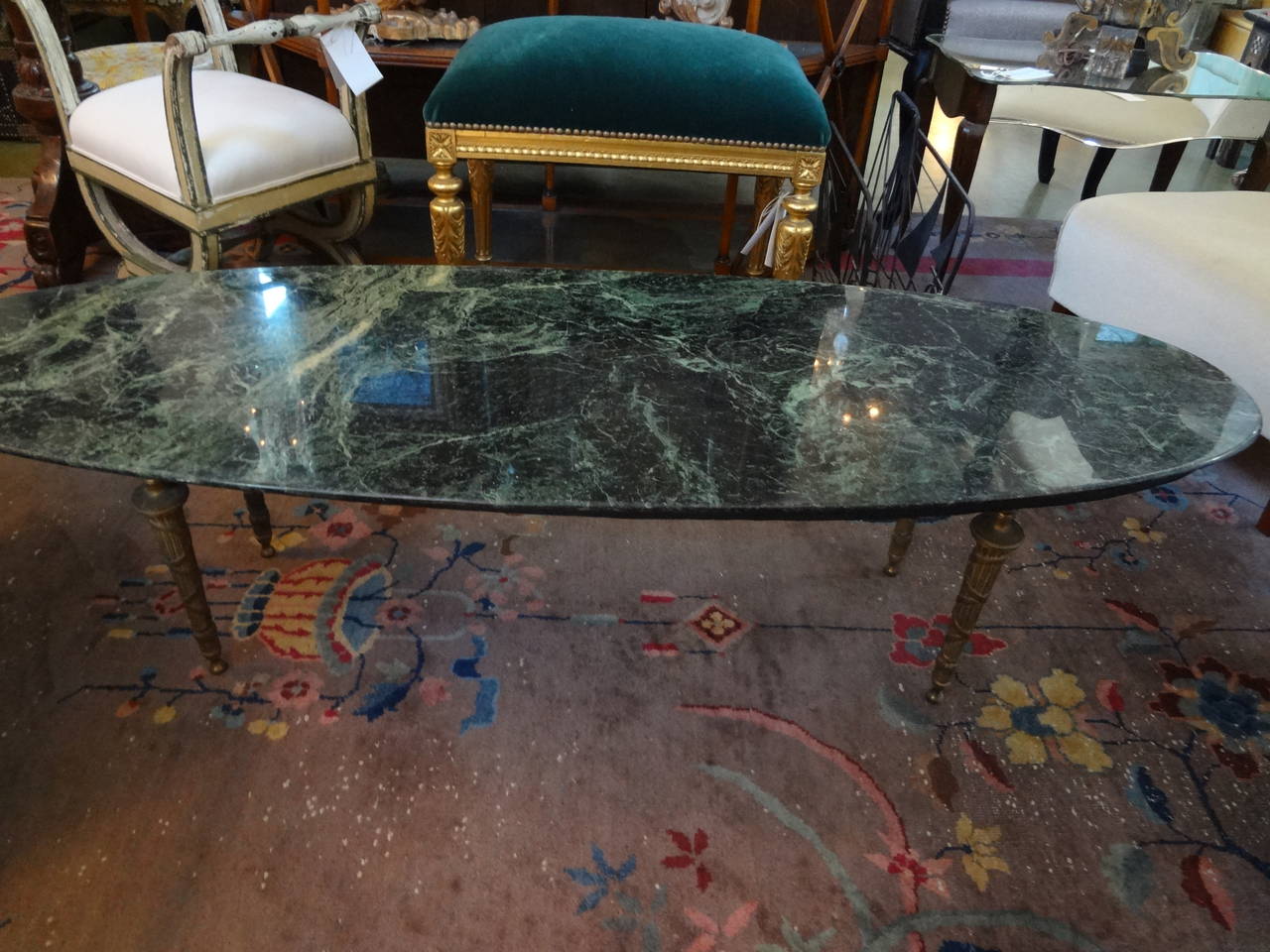 Italian Gio Ponti Inspired Neoclassical Bronze and Marble Cocktail Table 5