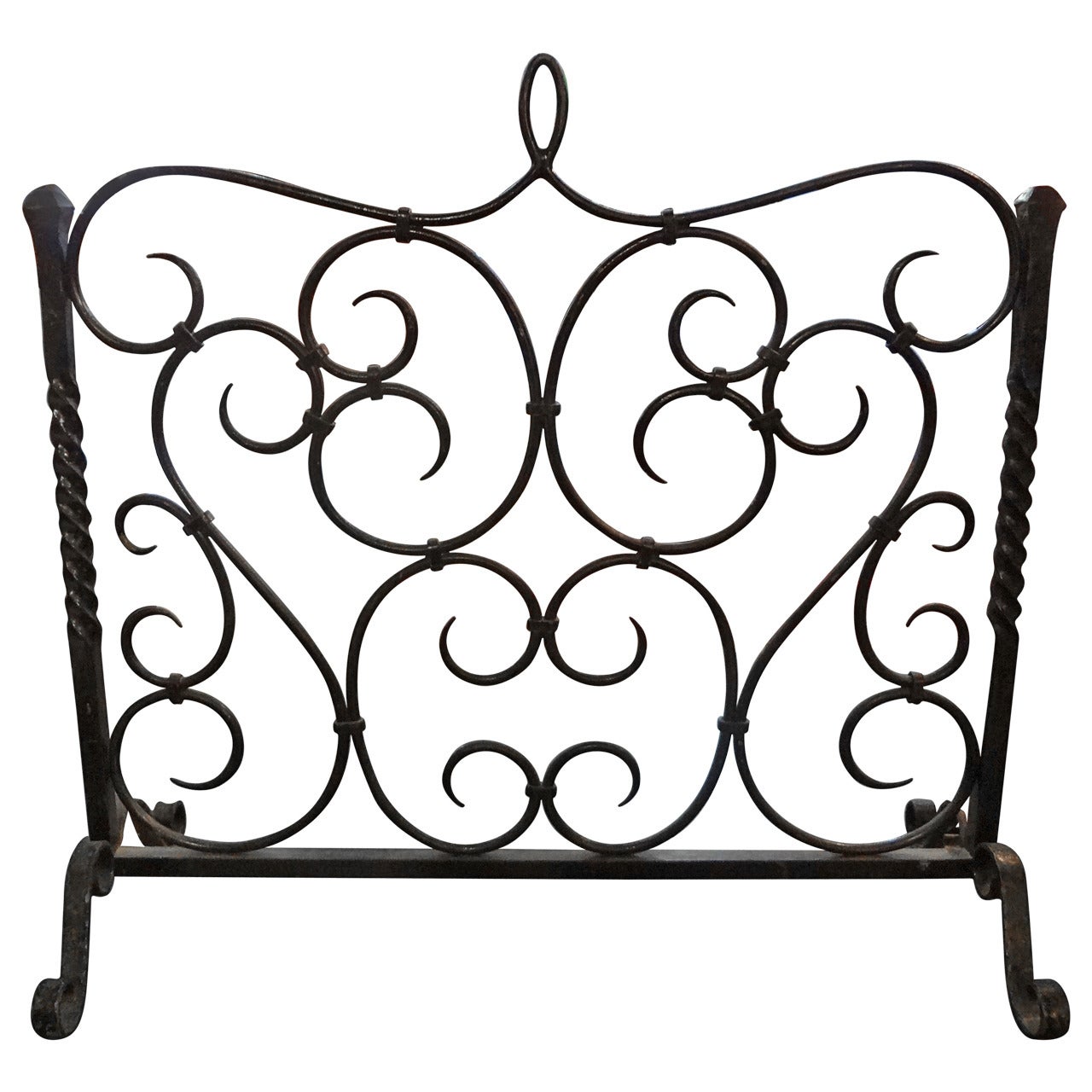 Antique French Wrought Iron Fire Screen