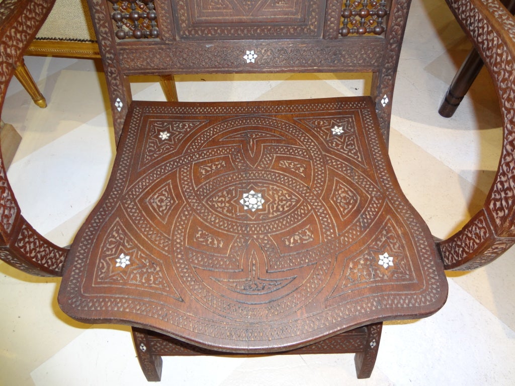 Wood MOROCCAN OR SYRIAN INLAID ARM CHAIR