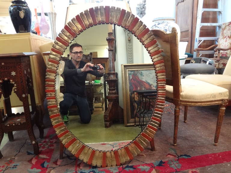 Italian Painted and Gilt Oval Mirror