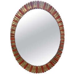 Italian Painted and Gilt Oval Mirror