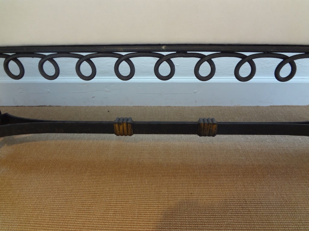 French FRENCH ART DECO WROUGHT IRON BANQUETTE ATTRIBUTED TO SUBES