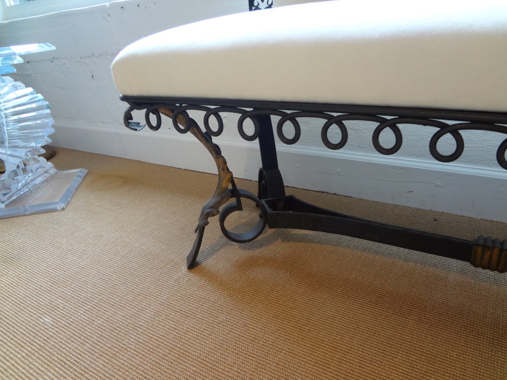 Mid-20th Century FRENCH ART DECO WROUGHT IRON BANQUETTE ATTRIBUTED TO SUBES