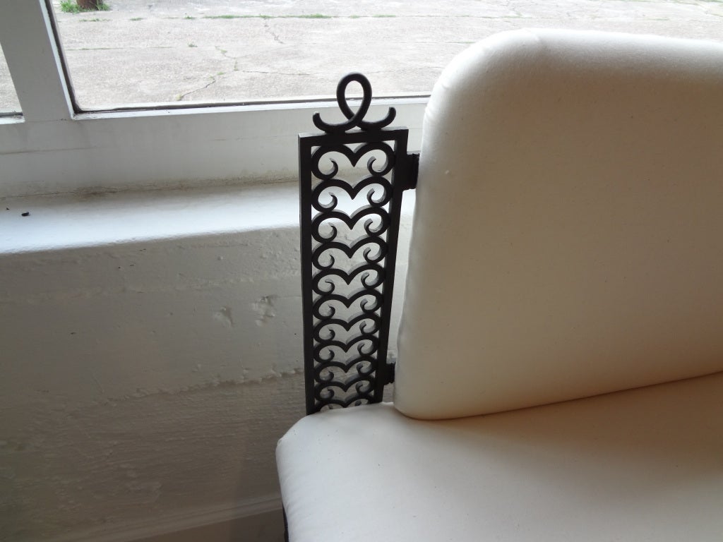 Wrought Iron FRENCH ART DECO WROUGHT IRON BANQUETTE ATTRIBUTED TO SUBES