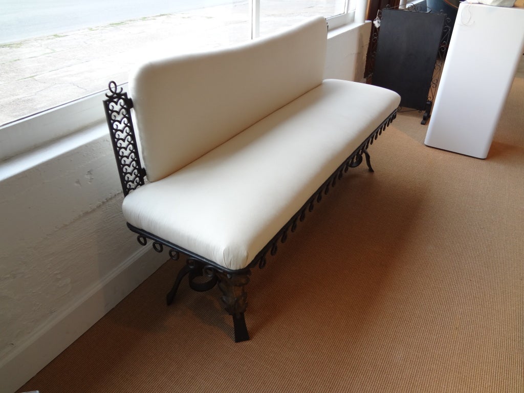 FRENCH ART DECO WROUGHT IRON BANQUETTE ATTRIBUTED TO SUBES 1