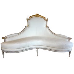 FRANZÖSISCH  LOUIS XVI Style PAINTED AND PARCEL GILT DISCUSSION/CANAP