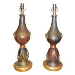 Pair Of Murano Glass Lamps By Seguso 9