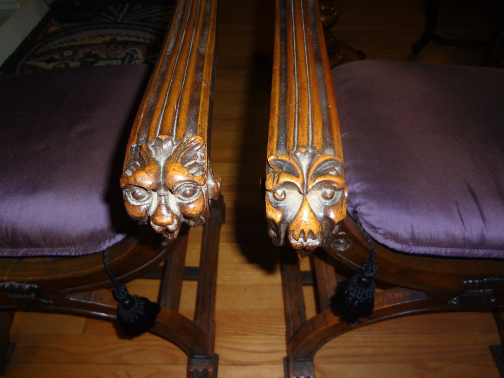 Renaissance Revival Pair of French Renaissance Style Walnut Chairs