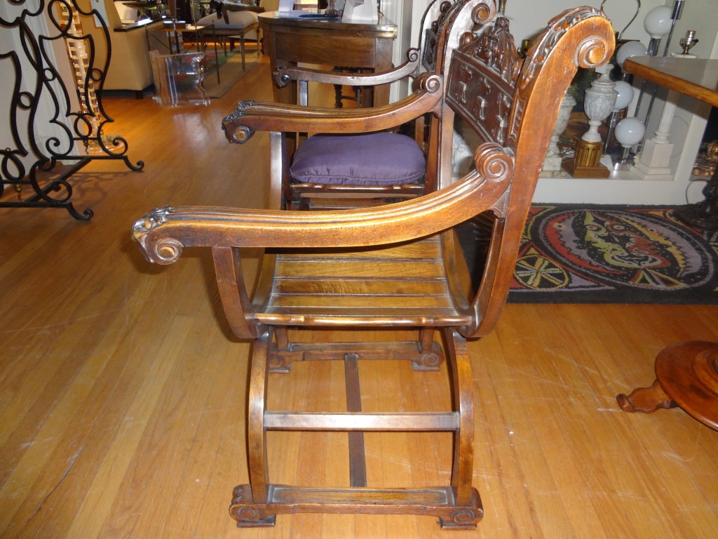 19th Century Pair of French Renaissance Style Walnut Chairs