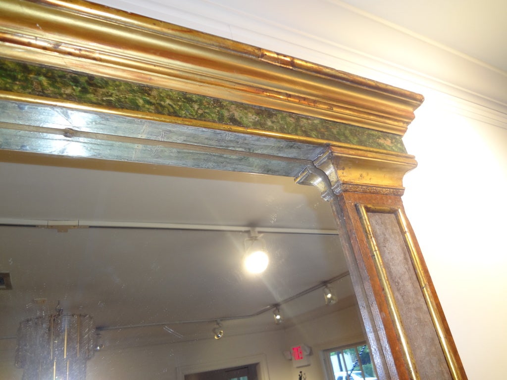 Late 19th Century Antique Italian Neoclassical Style Faux Marble and Giltwood Mirror For Sale