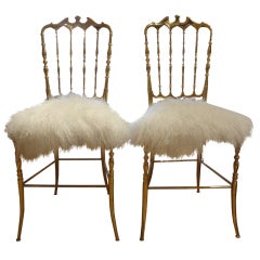 Pair Of Italian Brass Chiavari Chairs