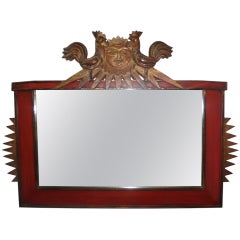 ITALIAN PAINTED AND GILT WOOD SUN MIRROR