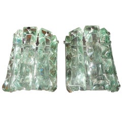 Pair of Fontana Arte Glass Sconces