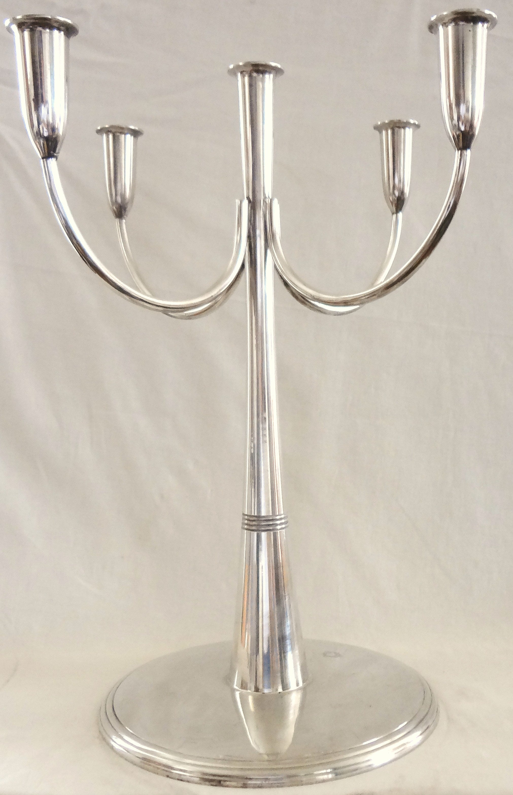 Tall 1950s, Italian Modernist Silver Candelabrum For Sale