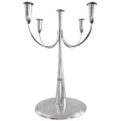 Tall 1950s, Italian Modernist Silver Candelabrum