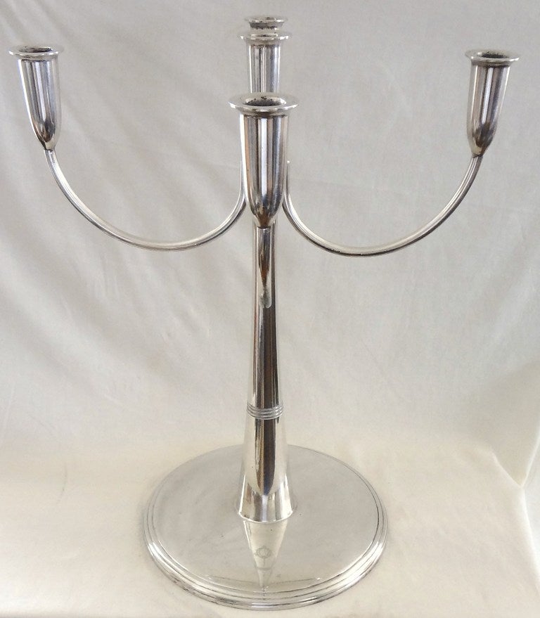 Mid-20th Century Tall 1950s, Italian Modernist Silver Candelabrum For Sale