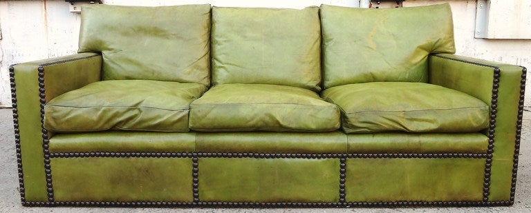 Fabulous 1950s French Leather Sofa In Excellent Condition For Sale In Washington, DC