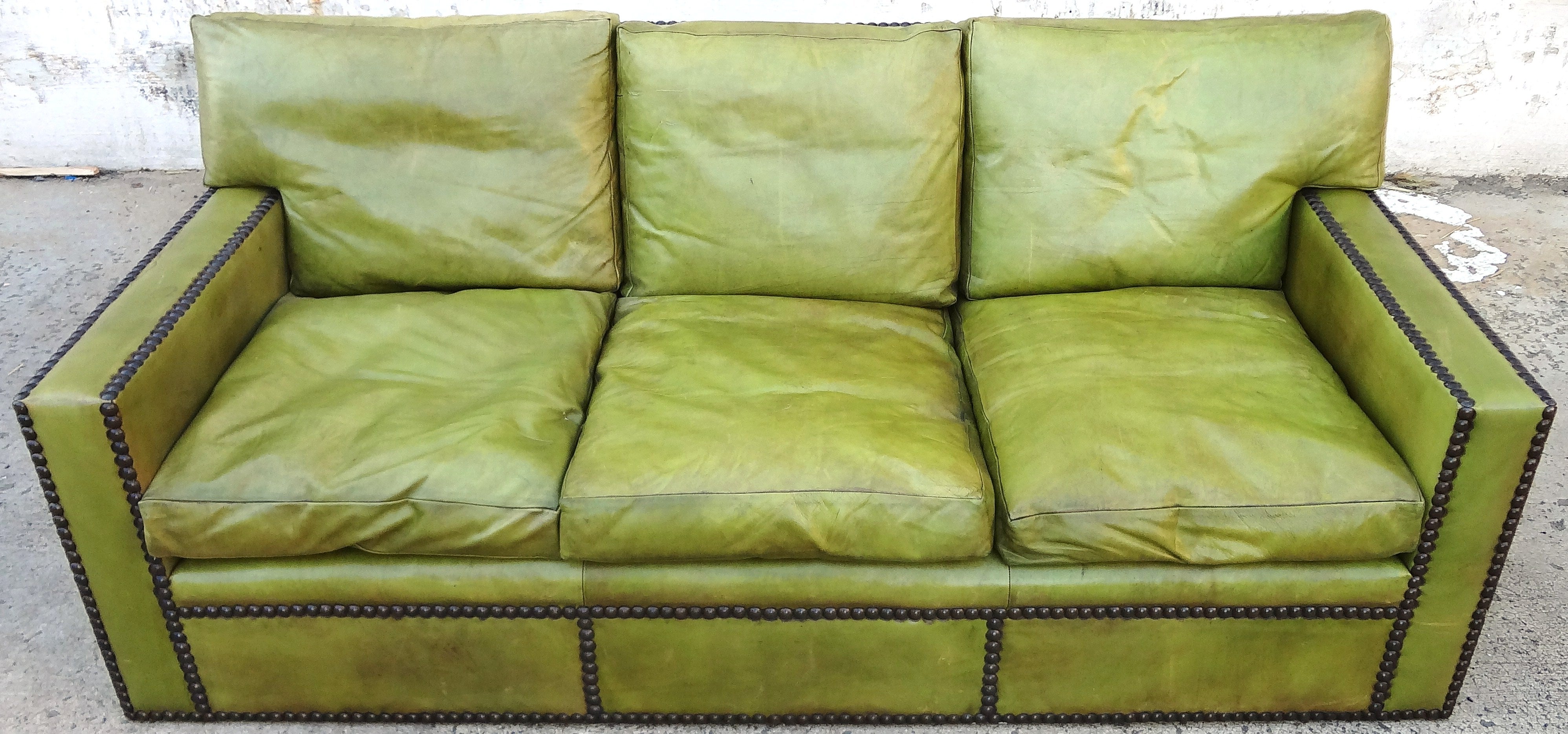 Fabulous 1950s French Leather Sofa For Sale