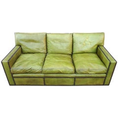 Fabulous 1950s French Leather Sofa after Jean Michel Frank 11