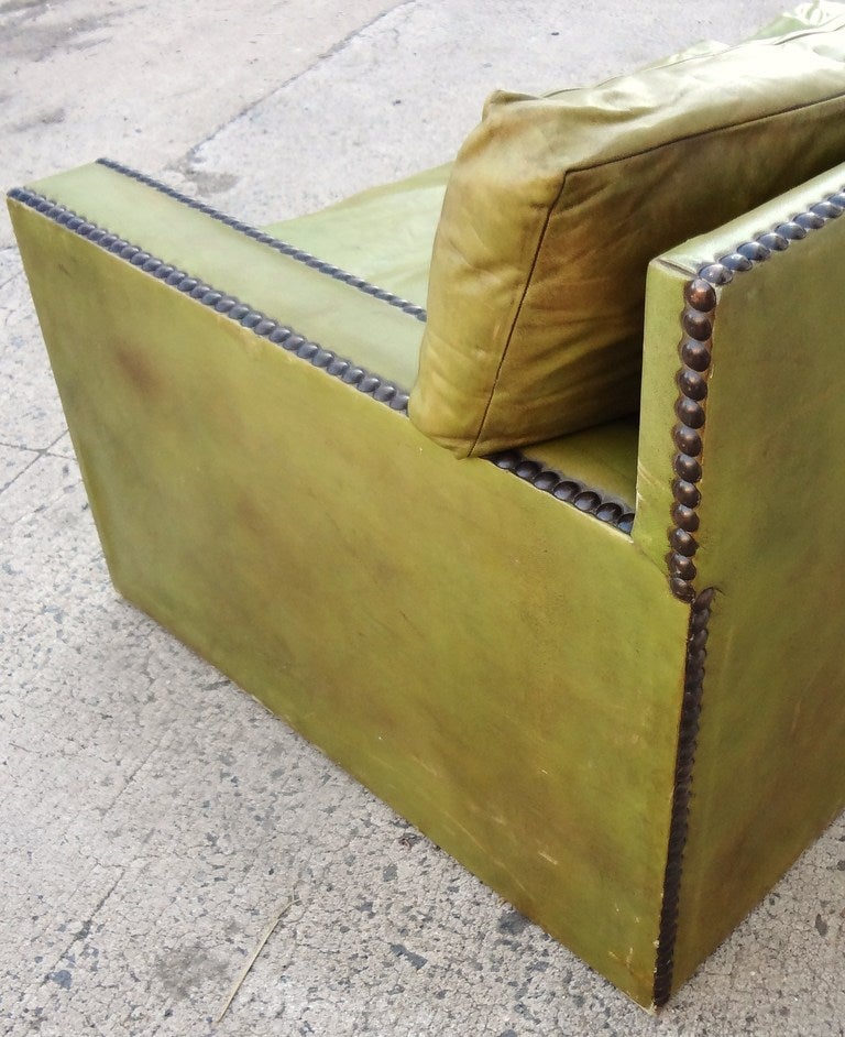 Mid-20th Century Fabulous 1950s French Leather Sofa For Sale