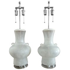Rare Pair of Karl Springer for Seguso Murano Glass Table Lamps