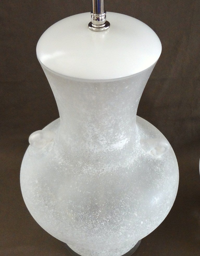 American Rare Pair of Karl Springer for Seguso Murano Glass Table Lamps