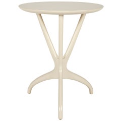 Sleek 1950's Ivory Lacquered Side Table