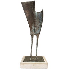 1960's Abstract Cast Bronze Figural Sculpture, J.L. Knight