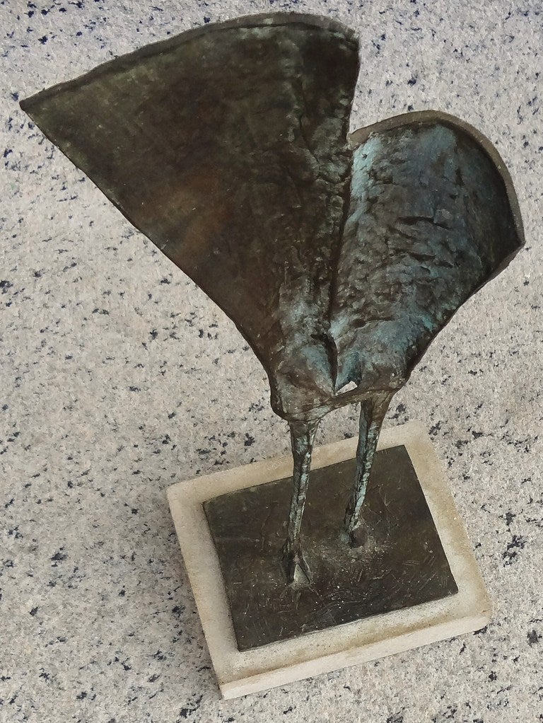 Modern 1960's Abstract Cast Bronze Figural Sculpture, J.L. Knight