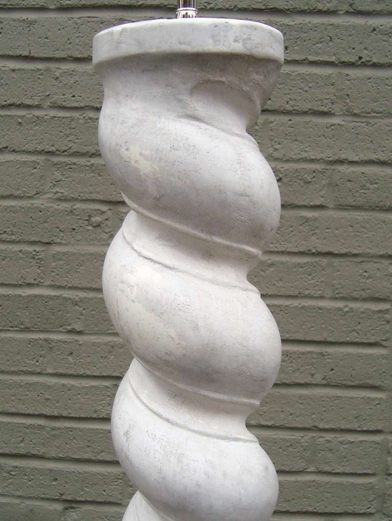 American Tall 1970's Michael Taylor Plaster Spiral Floor Lamp
